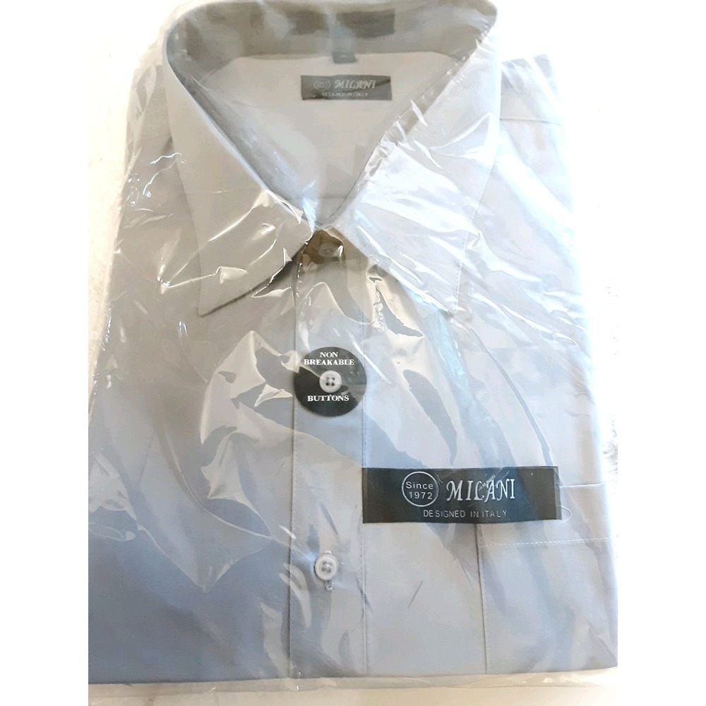 Milani Dress Shirt Size Tall Neck Size 19 Sleeve 36/37 Gray Long Sleeve New